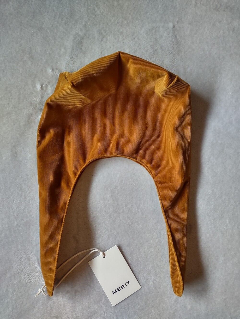 MERIT Corduroy Bonnet Hat Caramel Brown Hood Scarf NWT OS